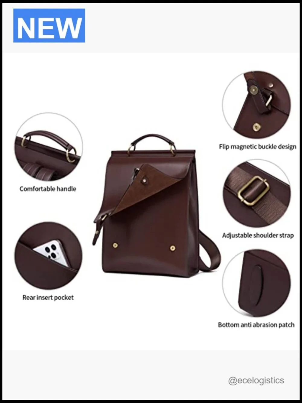Vintage Genuine Leather Backpack Purse Large Travel Daypack Laptop Bag